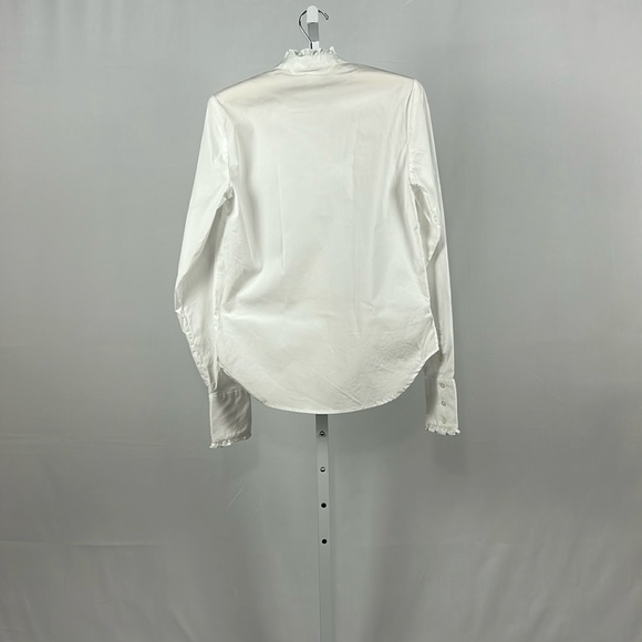 Veronica Beard White Ruffle Button Down Shirt Size 4 - Picture 2 of 5
